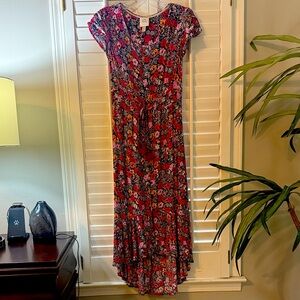Knox Rose Floral High Low Dress - Red and Black
